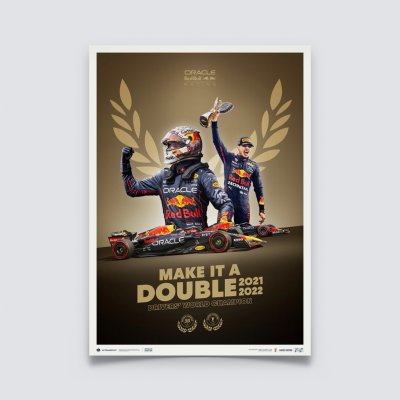 Automobilist Posters | Oracle Red Bull Racing - Make It A Double - Max Verstappen - 2022 F1® World Drivers' Champion, Limited Edition of 2022, 50 x 70 cm – Zboží Mobilmania