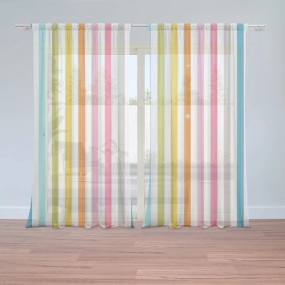 Sablio Záclony Barevné proužky: 2ks 150x250cm – Zboží Mobilmania