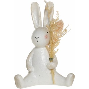 Chic Antique Dekorativní zajíček Rabbit with Flowers, krémová barva, pryskyřice