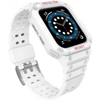 Hurtel Ochranný řemínek s pouzdrem pro Apple Watch 7 / 6 / 5 / 4 / 3 / 2 / SE (41 / 40 / 38 mm) pancéřový kryt hodinek bílý 5907769311932 – Zboží Živě