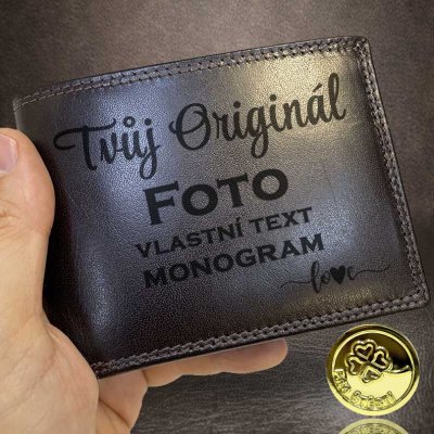 Pánská tmavě hnědá peněženka ROYAL s fotkou textem nebo monogramem – Zboží Mobilmania