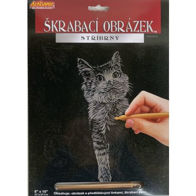 SMT Creatoys Vyškrabovací obrázek stříbrný 20x25 cm Kočka – Zboží Mobilmania