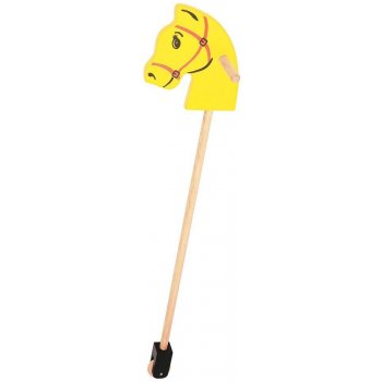 Kůň na tyči Bigjigs Toys žlutý dřevěný