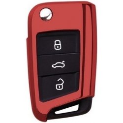 COVERKEYS Obal na klíč, kryt klíče Škoda Superb III (2015 - 2024) metalický, červený