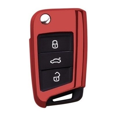 COVERKEYS Obal na klíč, kryt klíče Škoda Superb III (2015 - 2024) metalický, červený