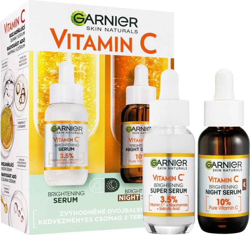 Garnier Skin Naturals rozjasňující sérum s vitaminem C na noc 30 ml + rozjasňující sérum s vitaminem C 30 ml