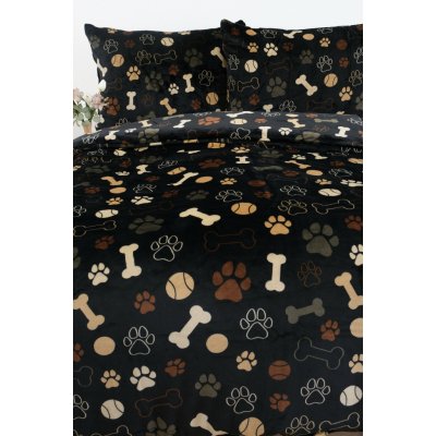 MKLuzkoviny.cz povlečení mikroplyš Exclusive Psí tlapky černé 140x200 70x90 – Zboží Dáma