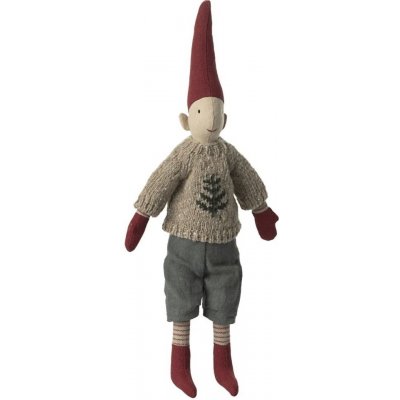 Maileg Vánoční skřítek Pixy Size 2 – Boy, šedá barva, textil – Hledejceny.cz