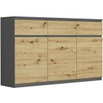 Framire Třídveřová komoda se zásuvkami a skříňkami Antracit Mix Artisan 120 x 40 x 98 cm Modern S3 – Hledejceny.cz