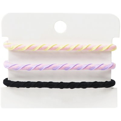 Biju Vlasová gumička tenká, barevná kombinace - fialové, růžové a černé barvy 3 ks 8000745-1