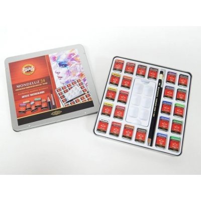 Koh-i-noor Souprava akvarelových barev 24 odstínů plechová kazeta – Hledejceny.cz