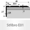 Podlahová lišta Profil Team Schodová hrana stříbro E01 45x27mm 1,2 m