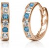 Náušnice Couple Dívčí kruhové náušnice Elaxi II růžové zlato s modrými zirkony 6680364-4-11-25