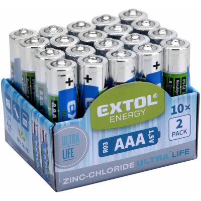 Baterie zink-chloridové, 20ks, 1,5V AAA (R03) EXTOL ENERGY 42002 – Zboží Živě