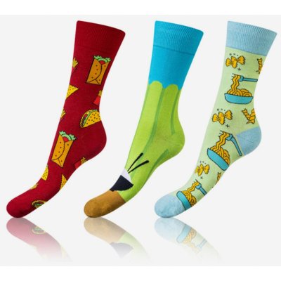 Bellinda CRAZY SOCKS Sada tří párů vzorovaných ponožek v červené zelené a tyrkysové