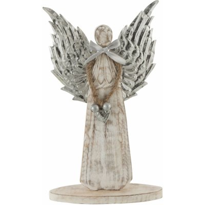 Dřevěný anděl se stříbrnými křídly 18*31*2cm