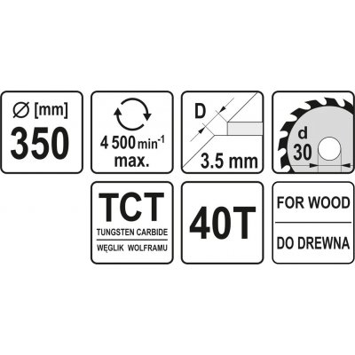 Yato pilový kotouč 350x30mm 40 zubů na dřevo YT-6081 – Zboží Dáma
