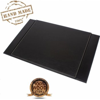 podlozka na stůl psací luxusní černá kožená + dřevo ruční výroba