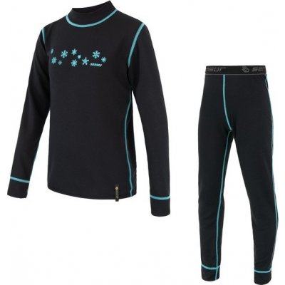 SENSOR DOUBLE FACE dětský komplet triko spodky vločky černá – Zboží Mobilmania