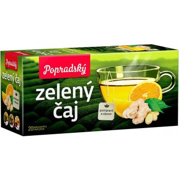 Popradský čaj Zelený čaj pomeranč a zázvor 20 x 1,5 g