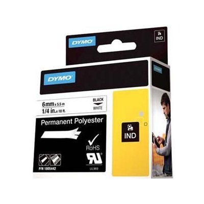 Dymo Rhino 1805442, 6mm x 5,5m, černý tisk/bílý podklad, originální páska – Zboží Živě