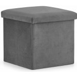 Textilomanie Šedý skládací taburet FURELA VELVET L 38 x 38 x 38 cm – Hledejceny.cz