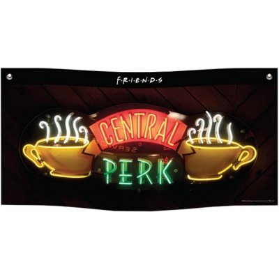 CurePink: | Vlajka - banner na zeď Friends|Přátelé: Central Perk (95 x 47 cm) černý látka [348679] – Hledejceny.cz