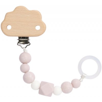 Lässig Babies Soother Holder Wood/Silicone Little Universe cloud powder pink