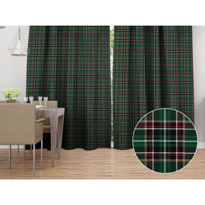 Biante bavlna závěs Sandra SA-800 Zelené vánoční káro 130x190 cm – Hledejceny.cz