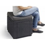 Allibert Polyratanový taburet s poduškou CUBE hnědá – Zboží Dáma Allibert Polyratanový taburet s poduškou CUBE hnědá – Zboží Dáma