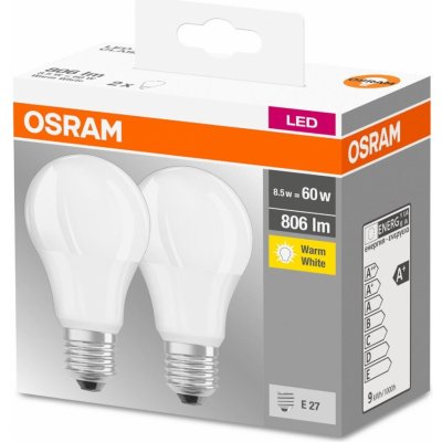 Osram 2PAK LED žárovka LED E27 A60 8,5W = 60W 806lm 2700K Teplá bílá 300° – Zboží Mobilmania