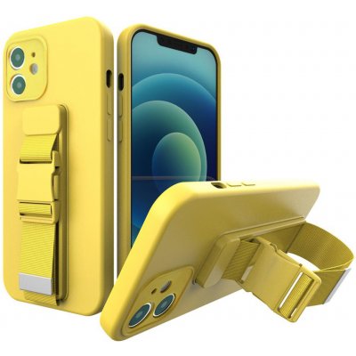 Pouzdro AppleMix Apple iPhone 12 mini - popruh / šňůrka - gumové - žluté – Zboží Mobilmania