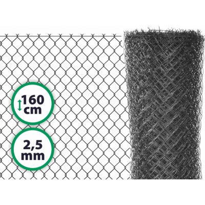 Pletivo plotové poplastované s ND - výška 160 cm, drát 2,5 m, oko 50x50 mm, antracit