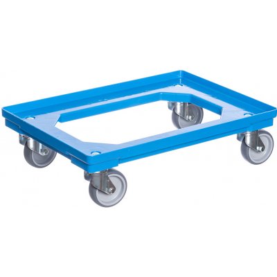 PK Group Vozík pod přepravky 2 otočná + 2 pevná gumová kolečka 100 mm Barvy: Modrá – Zboží Mobilmania
