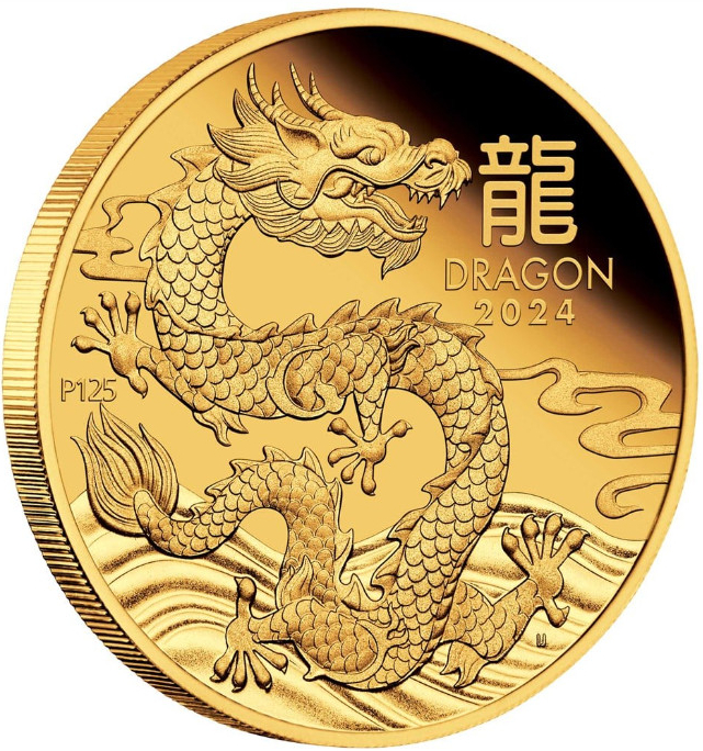 The Perth Mint zlatá mince Lunární Série III Rok Draka 2024 PROOF 1 oz