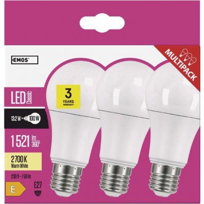 General LED žárovka Classic A60 14W E27 teplá bílá, 3 ks – Zboží Mobilmania