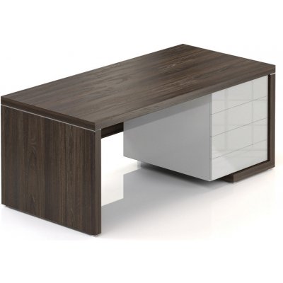 Rauman Stůl Lineart 180 x 85 cm + pravý kontejner, jilm tmavý / bílá – Sleviste.cz