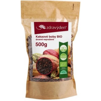 Zdravý den Kakaové boby BIO drcené nepražené 500 g – Zboží Dáma Zdravý den Kakaové boby BIO drcené nepražené 500 g – Zboží Dáma