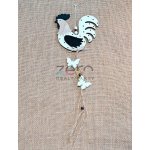 Kohout dřevěný závěsný s přízdobou bílá/černá/přírodní – Zboží Dáma