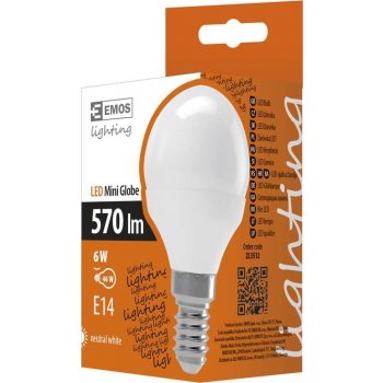 Emos LED žárovka Classic Mini Globe 6W E14 Neutrální bílá