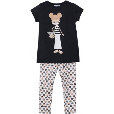 Mayoral dívčí set tričko KR a legíny Jablíčka bílá černá – Zboží Mobilmania