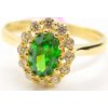 Prsteny Klenoty Budín Dámský zlatý prsten se zirkony a velkým zeleným smaragdem 585/1,98gr vel. 54 HK1154