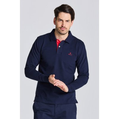 Gant CONTRAST COLLAR PIQUE LS RUGGER modrá – Hledejceny.cz