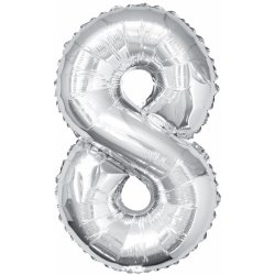 balónek číslo 8 stříbrný 40 cm