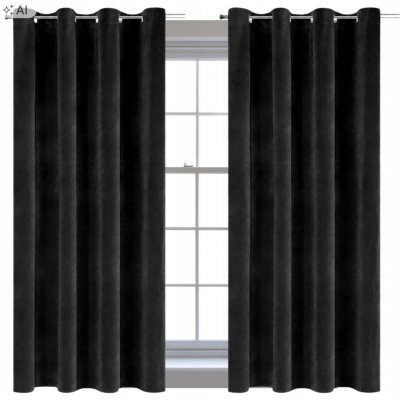 Závěs MD MORE & DECO sametový černý zatemňovací 140x250 cm na kroužcích – Hledejceny.cz