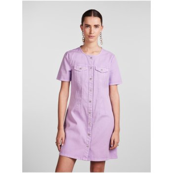Pieces dámské džínové košilové šaty Tara světle fialové