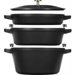 Sada litinový hrnec,kastrol a pánev s poklicí 24cm SET/4ks černá – Zboží Dáma