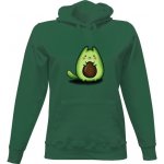 Dámská mikina s kapucí s potiskem Avokado kočka dámské Lahvově zelená – Sleviste.cz