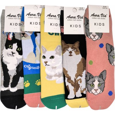 Auravia Dívčí celoroční ponožky s kočkami sada 5 párů – Zboží Mobilmania