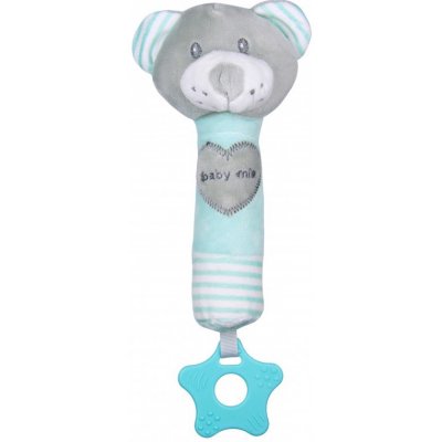 BABY MIX MB Plyšové chrastítko s pískátkem Medvídek máta – Zboží Mobilmania